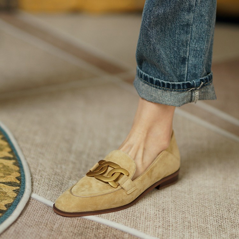 Casual Sandal Leather - Mocassins en cuir suédé pour femmes,