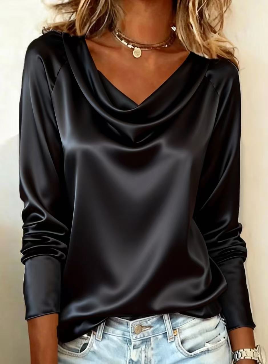 Shirt Camp Collar - Chemisier de luxe en satin uni