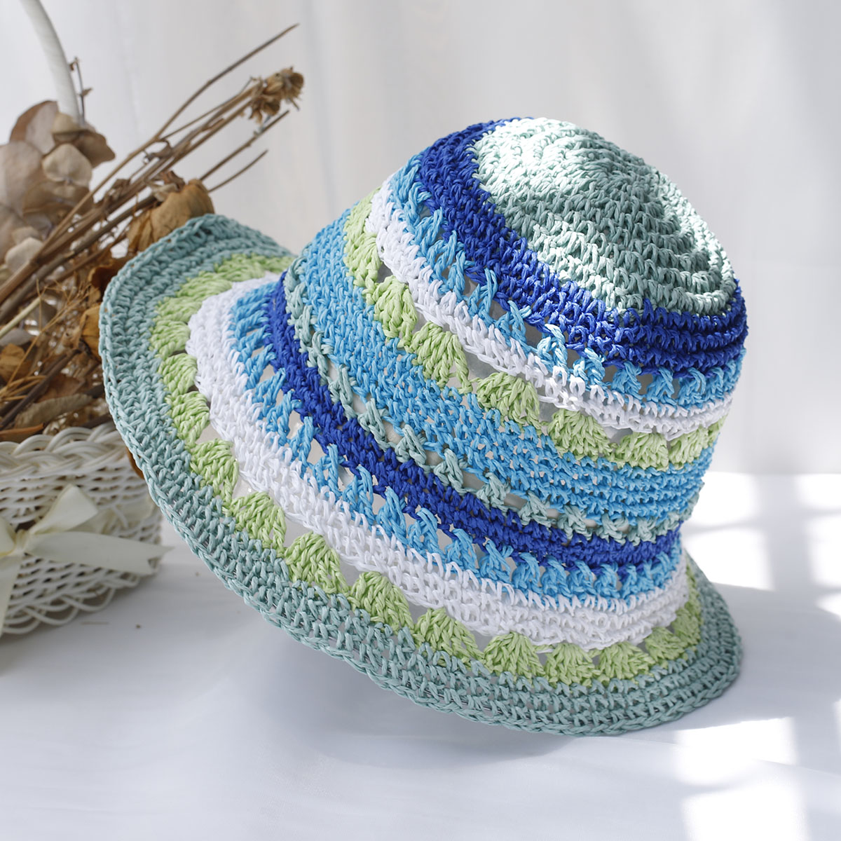 Chapeau de seau multicolore po - Bucket Hat Straw avis et prix