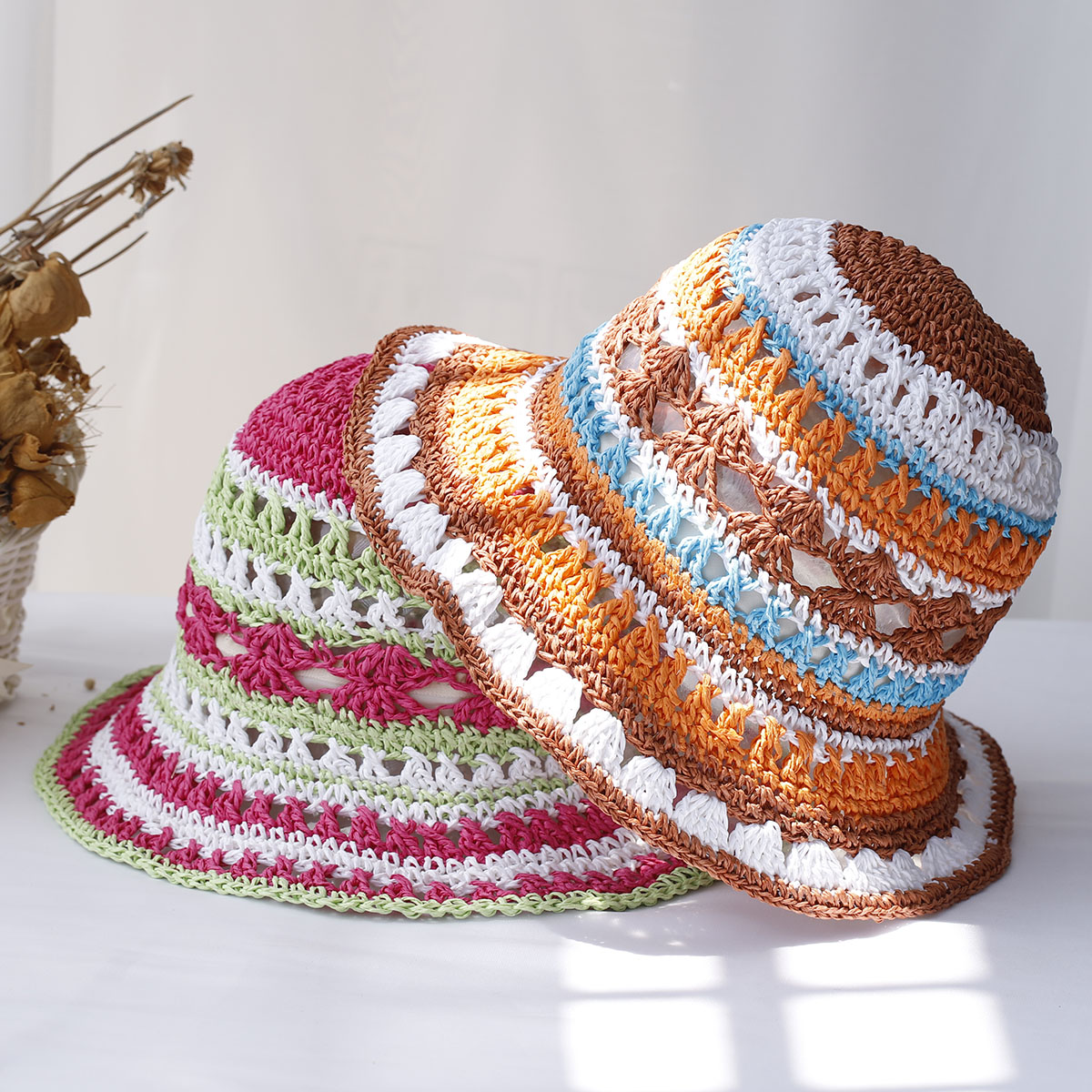 Chapeau de seau multicolore po - Bucket Hat Straw avis et prix